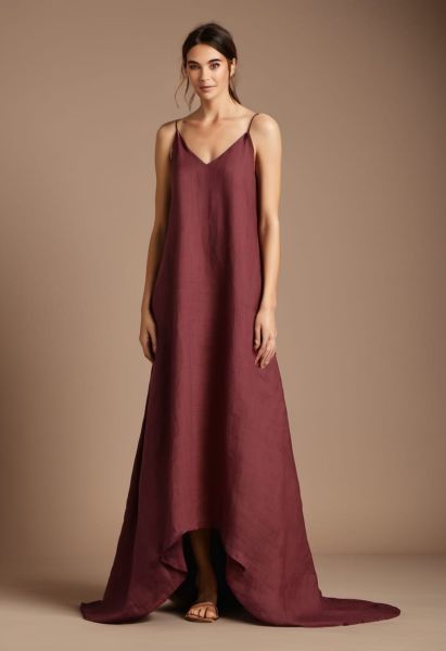 Bordeaux Linen Slip Dress