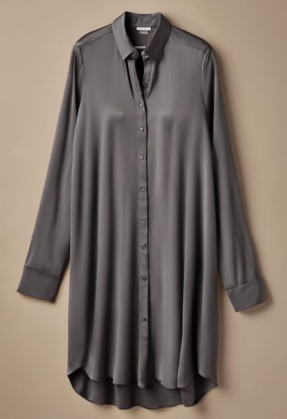 Charcoal Tencel Shirt Dress