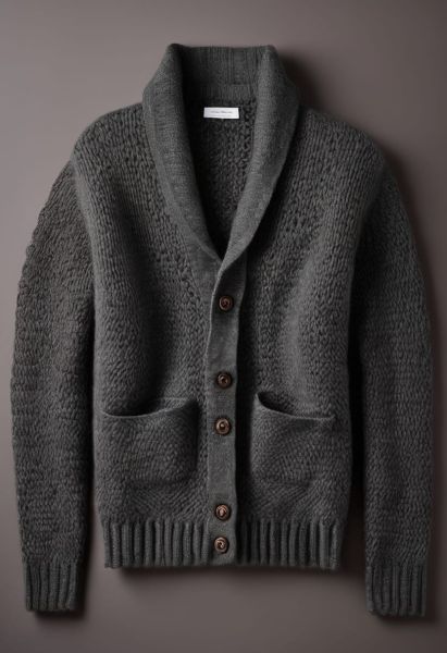 Charcoal Alpaca-blend Cardigan Knit