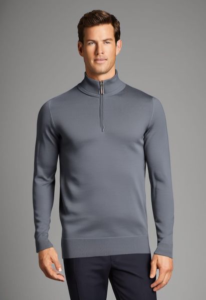 Slate Merino Half-zip Knit