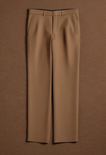Camel Wool Cropped Trouser