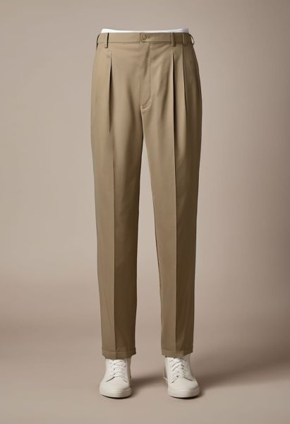 Slate Cotton Pleated Trouser