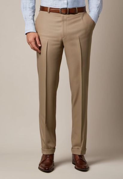 Ecru Wool Tapered Trouser